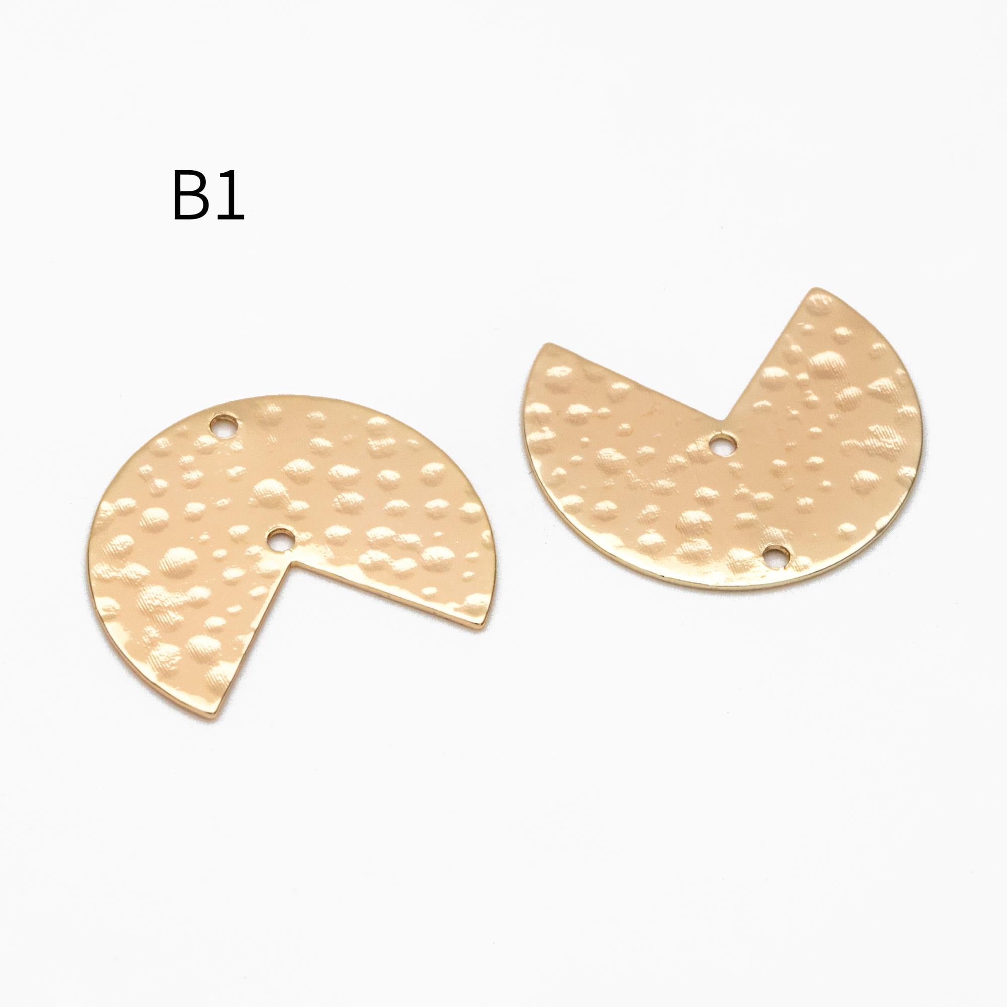 10pcs Gold/ Silver tone Hammered Geometric Charm Connectors, Gold/ Rhodium plated Brass Rustic Pendants (GB-654)